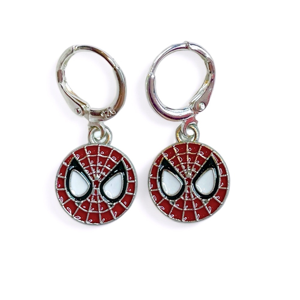 Spiderman Earrings Sterling Silver Hoop Huggies Super Heroes Comics